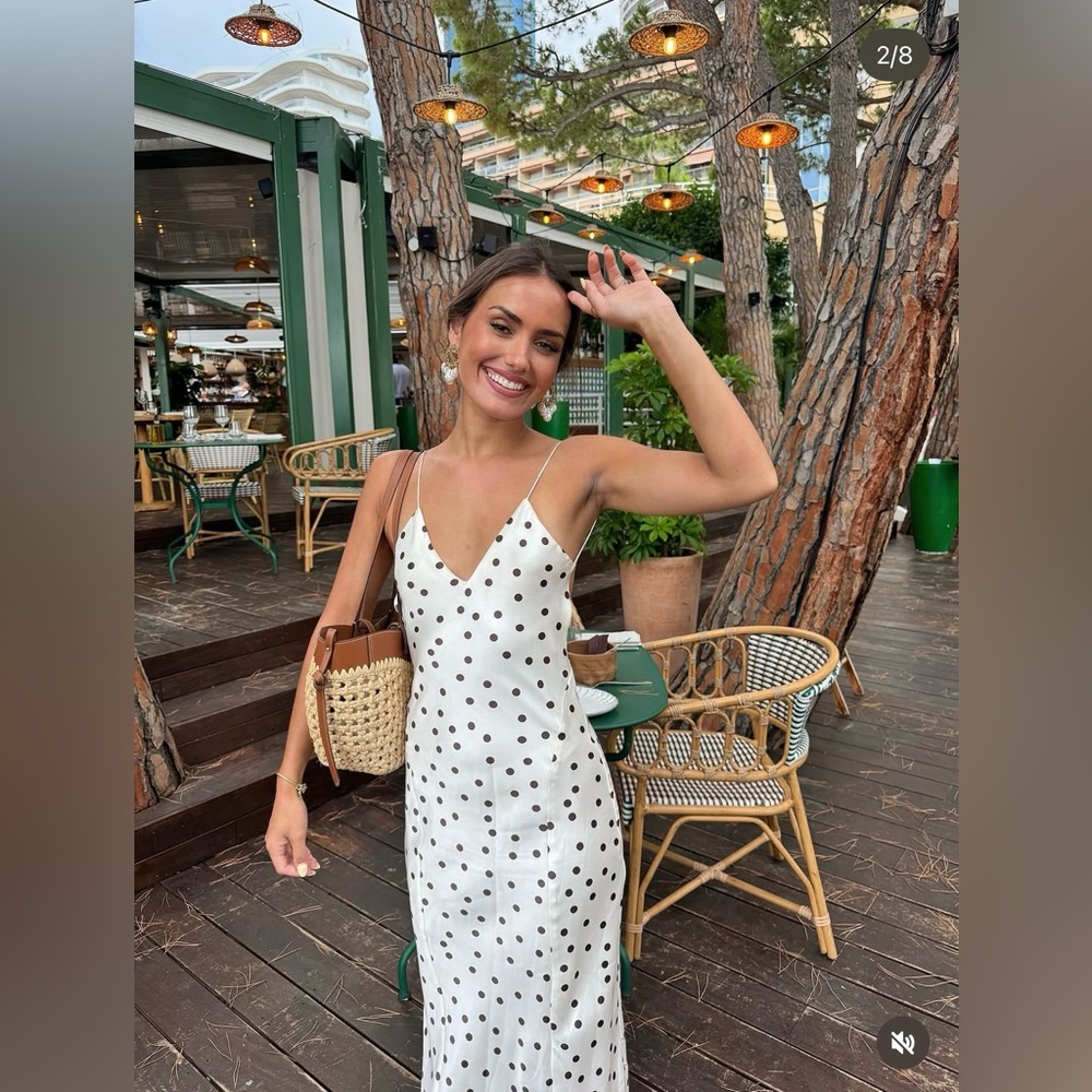 Zara White Polka Dot Slip Dress - Picture 10 of 16